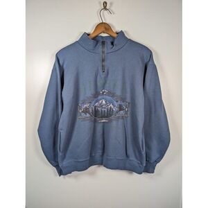 Vintage 90s Alaska Sweatshirt Men's XL Prairie Mountain 1/4 Zip‎ Lodge Fishing